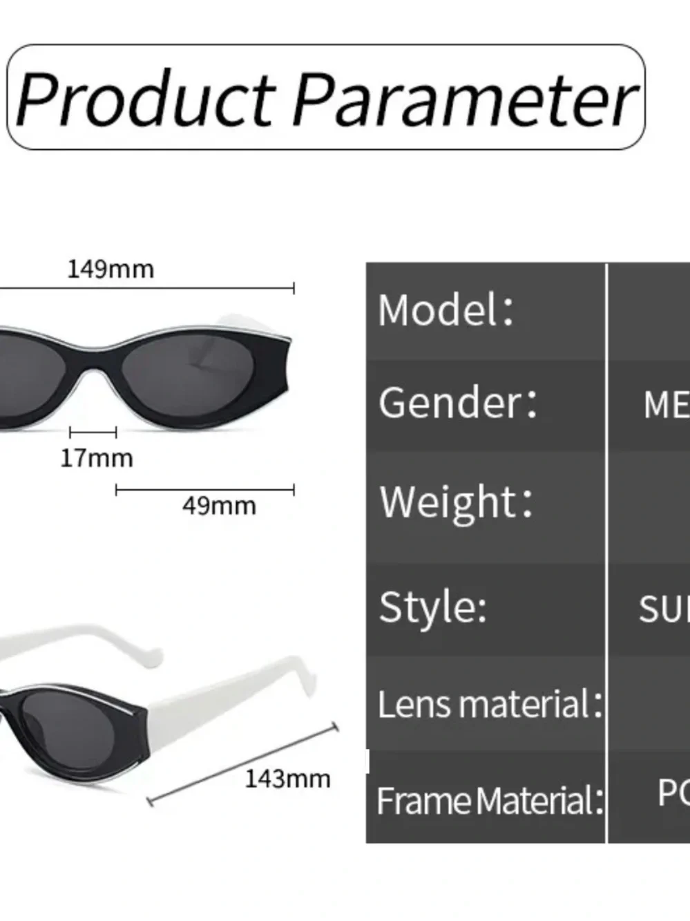 Black Oval Fashion Sunglasses - Unbranded